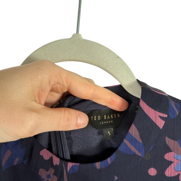 Ted Baker Stephanie Purple Floral Balloon Sleeve Blouse Preppy Womens 1 US 4 Sm - Picture 6 of 8